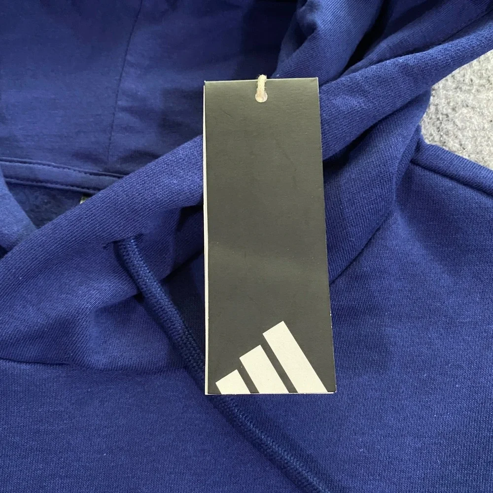 Adidas 3D Retro 70s Striped Logo Hoodie Mens XXL Blue Spell Out Disco Groovy NWT
